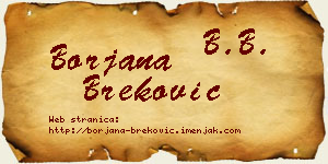Borjana Breković vizit kartica